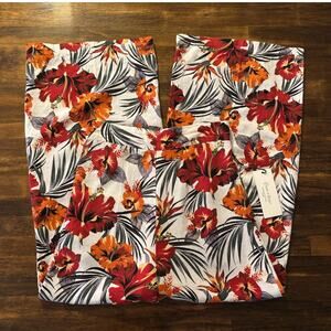 Haver + Blair Womenโs XS Pants Wide Leg Crop Pull On Linen High Rise Tropical